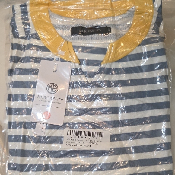 Merokeety Striped Sweatshirt Blue and Yellow - Picture 2 of 6